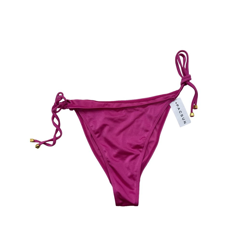 PacSun Swim Eco Bikini‎ Bottom Pink Tie Side Classic Swimwear Adjustable Size L